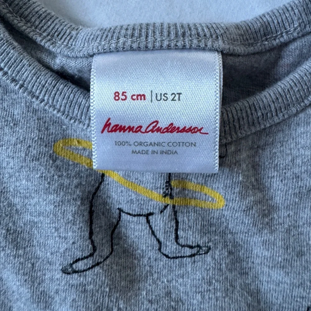Hanna Andersson Sloth Hula Hoop Short Sleeve Organic Cotton Gray Dress Size 2